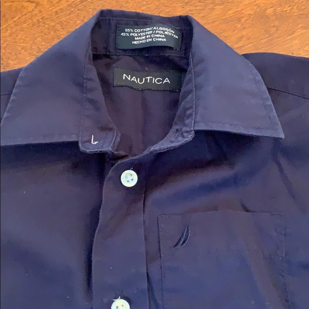 Nautica long sleeve Boys Navy button down Shirt